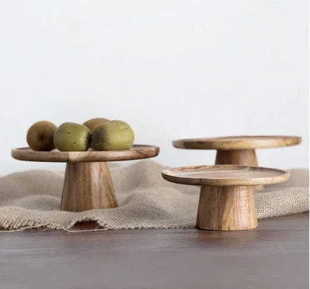 High Stand Wooden Cake Plate Creative Food Serving Trays Eco Naural Wood Dessert Fruit Snack Tray Home Decor Photography Props