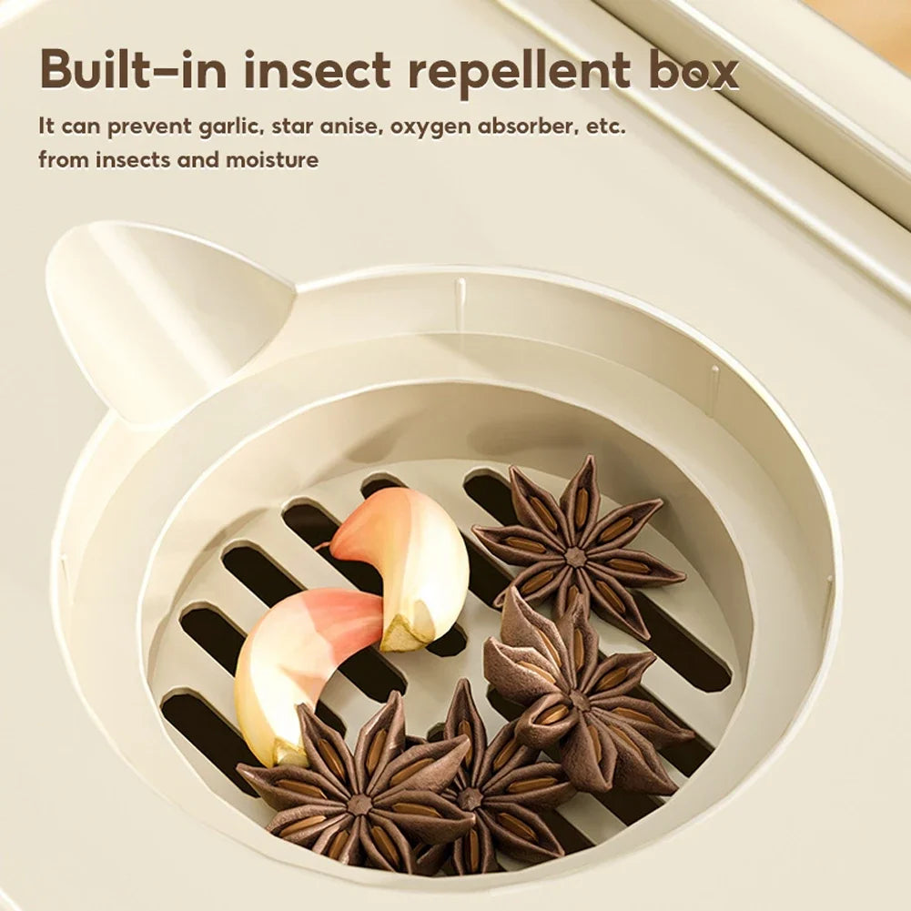5/10KG Rice Storage Container Dry Food Dispenser Insect-Proof Rice Bucket Large Capacity Cereal Storage Box for Home Kitchen
