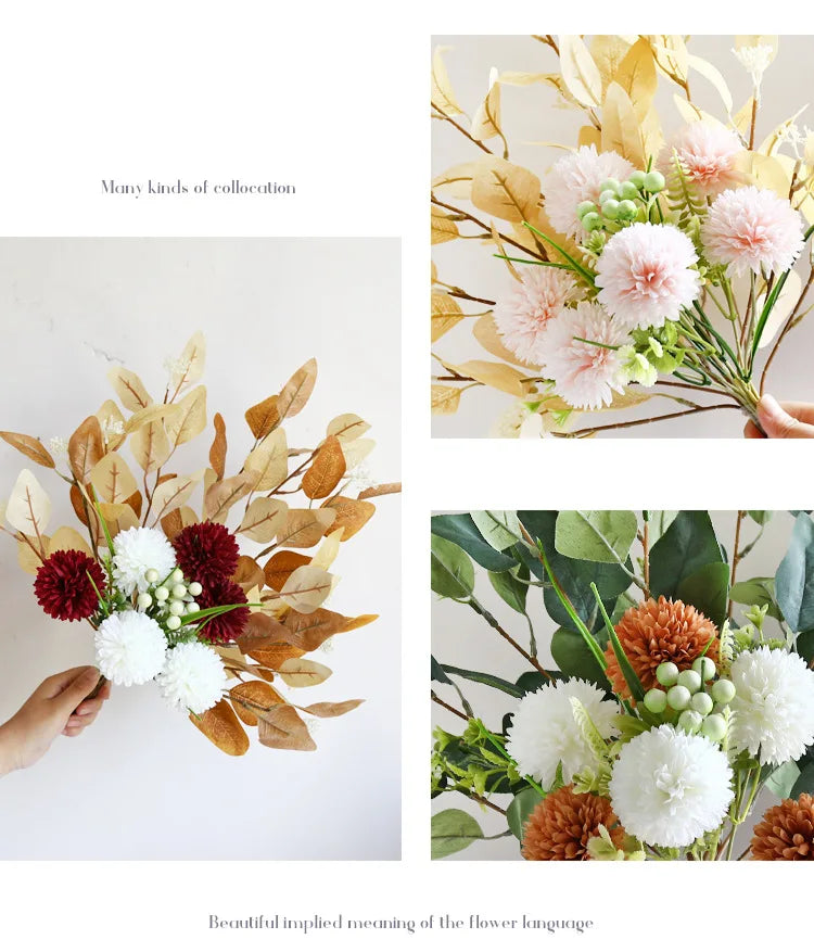 Artificial Flowers Peony Fake Flowers Hydrangea Crafts for DIY Home Bridal Wedding Party Festiva Decoration