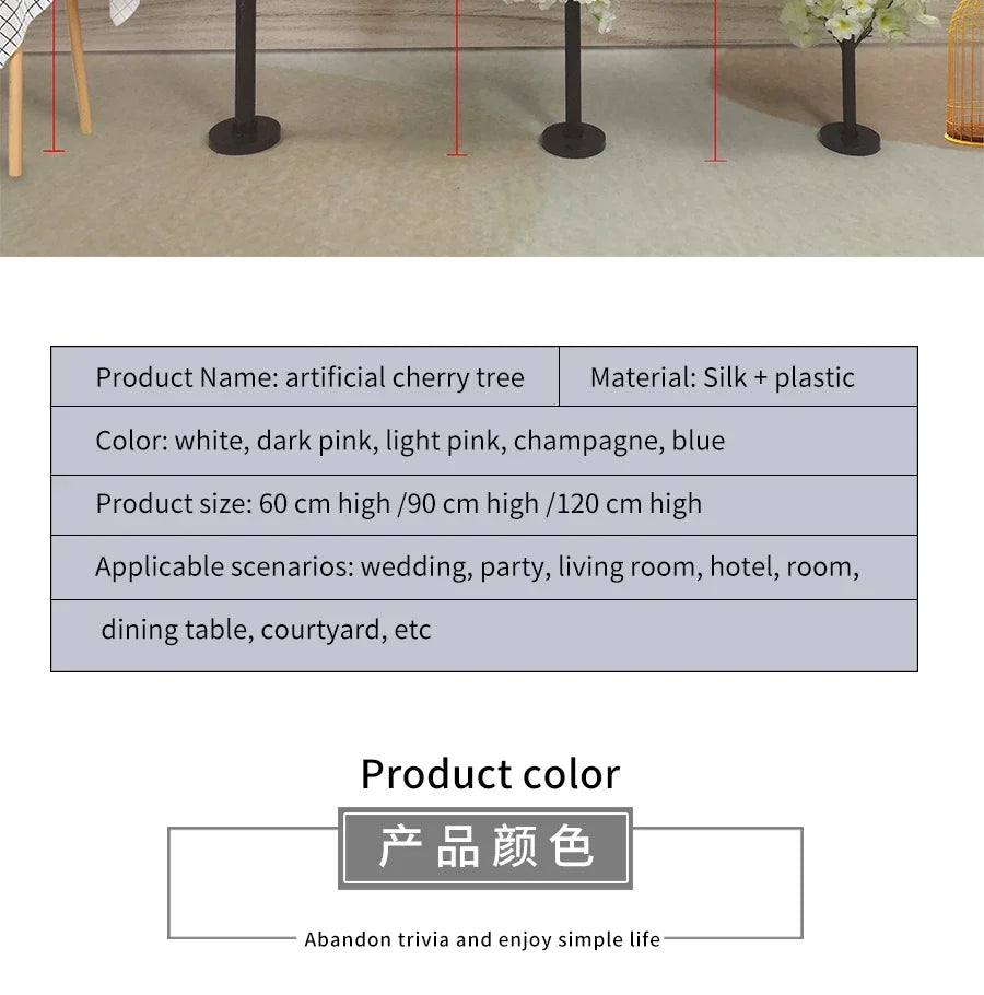 Artificial Cherry Tree Fake Plants Fake Tree Tabletop Living Room Pathway Guide DIY Party Wedding Decor Backdrop Home Decor