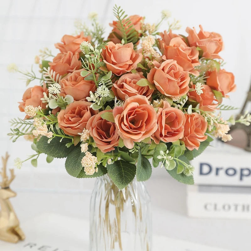 Artificial Rose Flowers Bouquet Silk Fake Flowers for Home Room Decor Garden Wedding Decoration Party Table Center DIY Ornaments