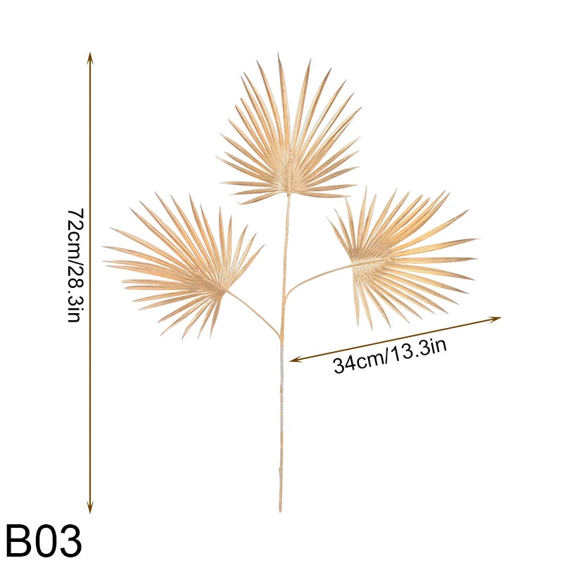 Golden Artificial Plant Tropical Palm Leaf Fake Plants For Home Decoration Birthday Wedding Party Decor Supplies
