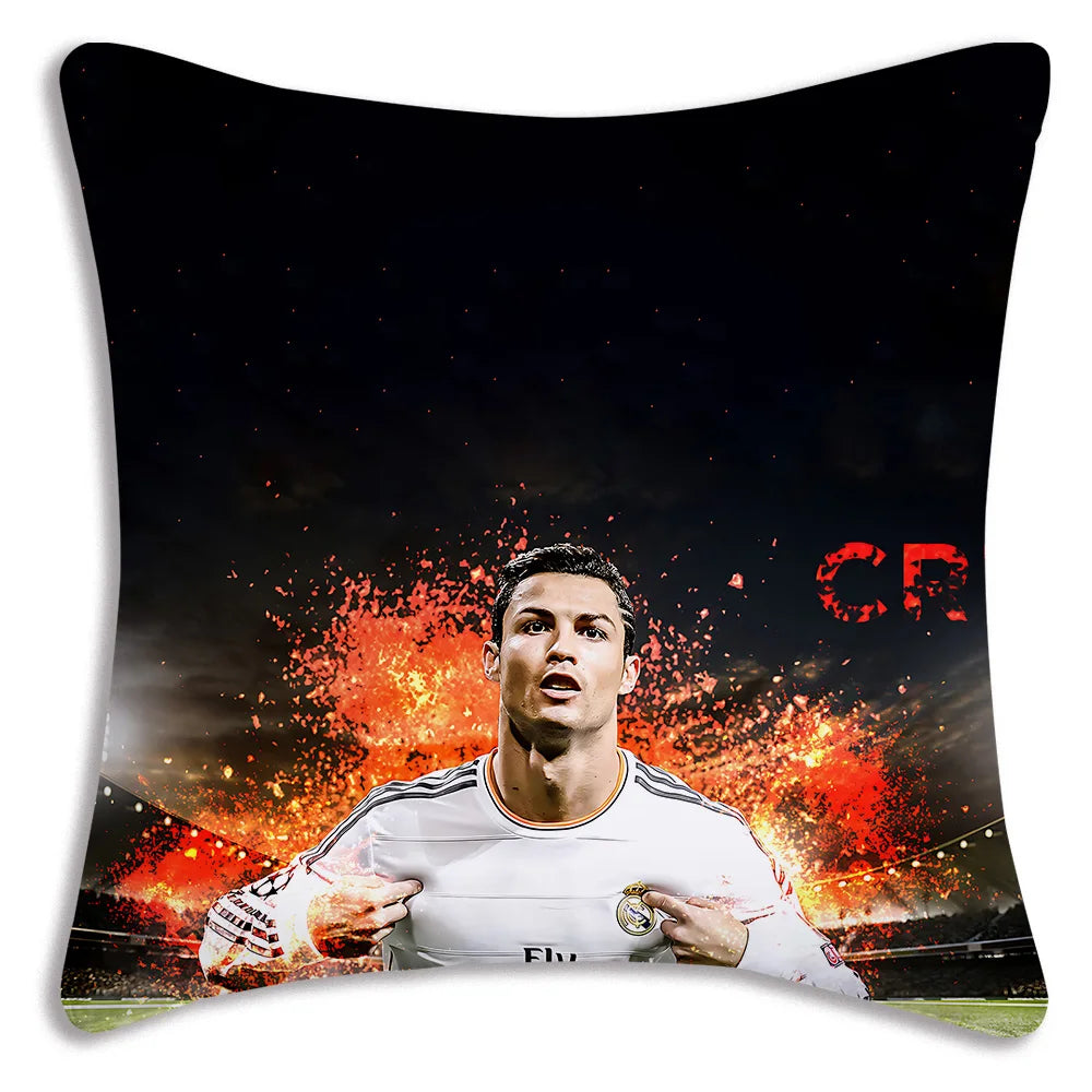 Pillow Covers Cartoon Sofa Decorative Home Double-sided Printing Short Plush Cute Cushion Football Star C Ronaldo Number 7 Cover