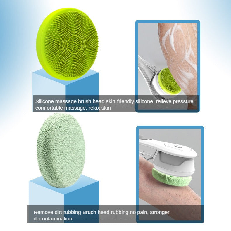 Electric Bath Brushes Shower Cleaning Body Massage Brush Multifunctional Brush Spa Waterproof IPX7 Long Handle Back Brushes