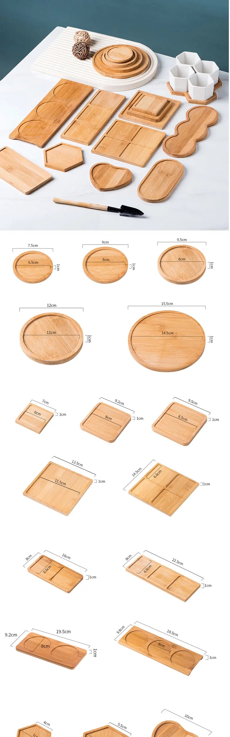 Wooden Soap Dispenser Tray Multi Bamboo Multi Shape Wooden Holder Pot Tray Home Decor Garden Supplies Photography Props Coaster