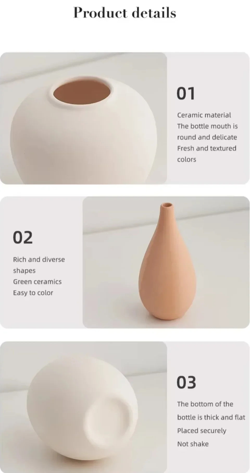Plain Ceramic Vase Creative and Minimalist Arrangement Nordic Ins Style Decoration Pottery Props for Home Photography Plain Vas