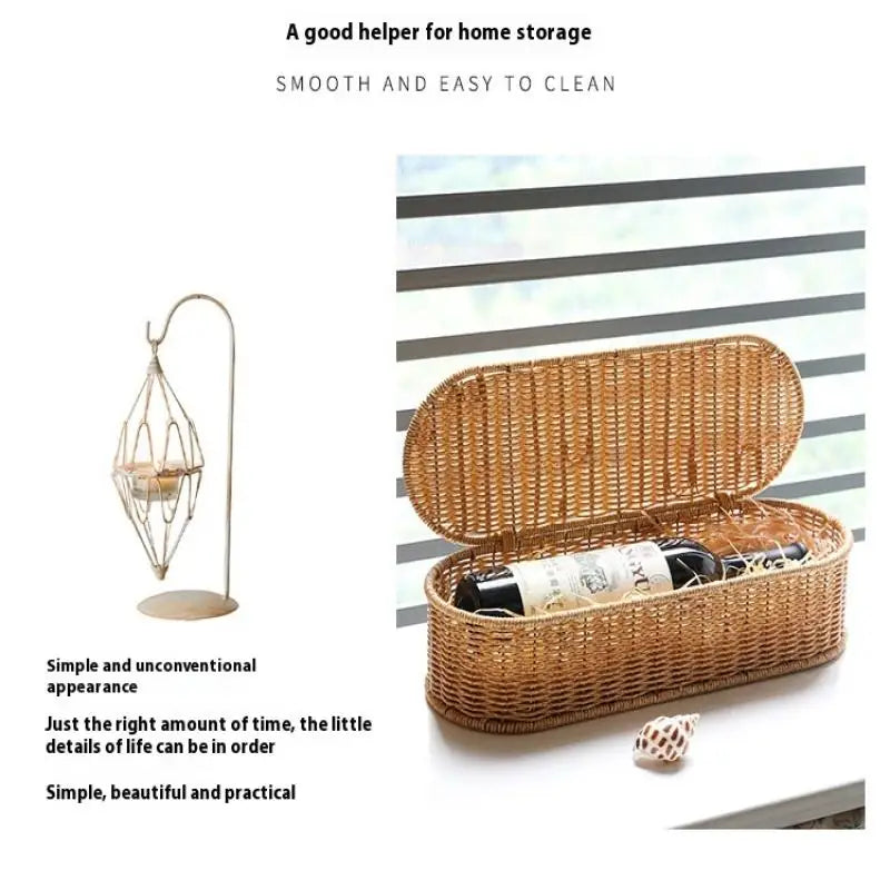 Bohemian Imitation Rattan Storage Basket Woven Dust-proof Frame Home Decoration Organizer