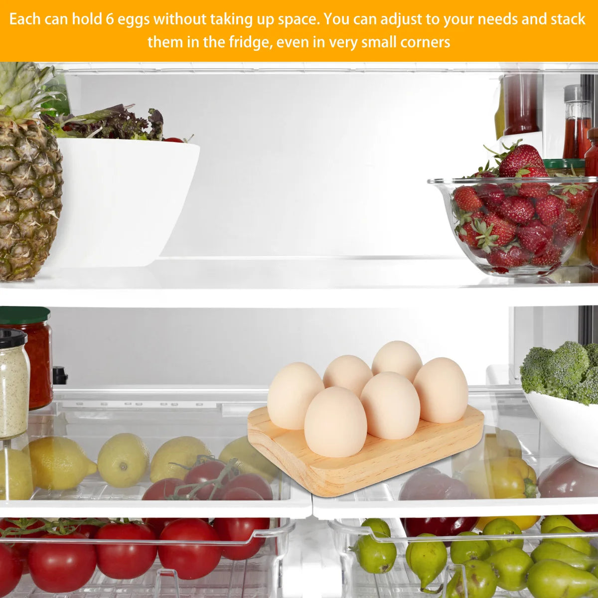 Wooden Egg Tray 6/24 Holes Egg Storage Holder Home Kitchen Cooking Organizer Rack for Tabletop Display Refrigerator Storage Tool
