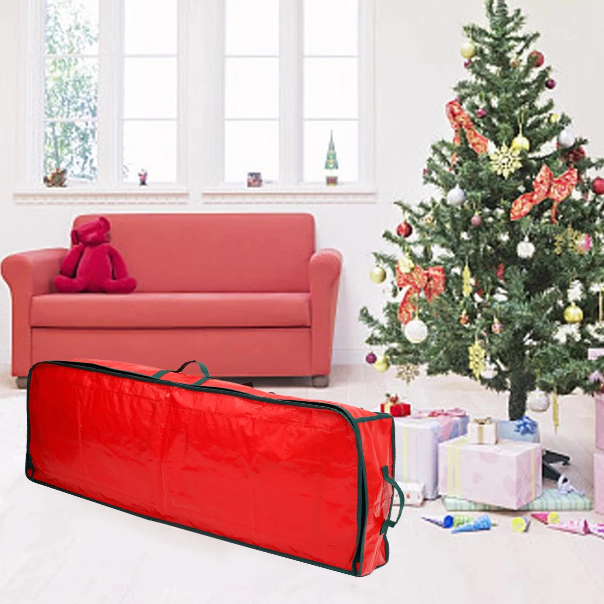 Large Christmas Gift Wrap Storage Bag Waterproof Weave Underbed Storage Organizer Wrapping Paper Storage Box
