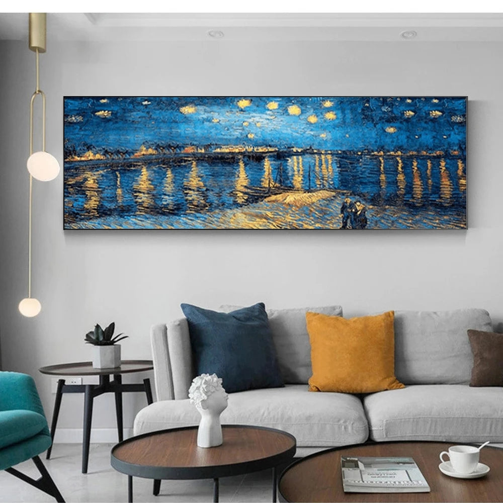 Scandinavian Minimalist Wall Art Van Gogh Painting "Starry Night" HD Canvas Poster Prints Home Bedroom Living Room Decoration