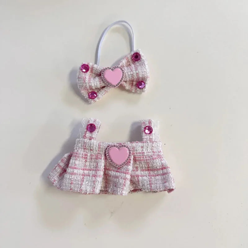 17CM Cute Labubu Doll Clothes Outfit Accessories Classic Dress Set for V2 Mini Dolls Clothing Girl Kid Gift Labubu Ropa