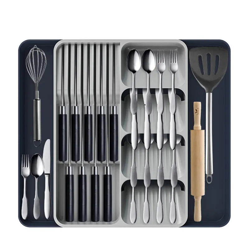 Expandable Silverware Organizer for Drawer with Knife Holder Kitchen Utensil Knife Drawer Organizer Cutlery Organizer in Drawer