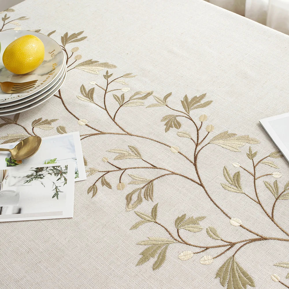 Battilo Linen Cotton Tablecloth Round Rectangular Table Cloth Waterproof Table Cover for Dining Coffee Table Kitchen Room Decor