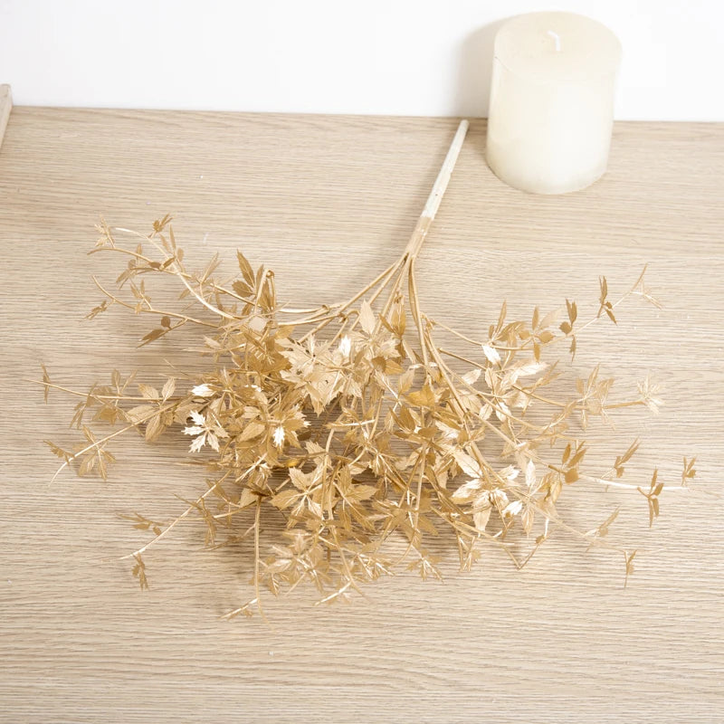 Artificial Plant Gold Fake Flower Plastic Grass Home Christmas Wedding Decorations Arrangement Faux Plant Party Vase Accessories