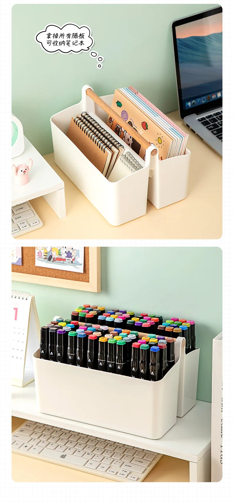 Portable Desktop Pen Holder Large Capacity Cute Marker Pen Stationery Storage Box Creative Pencil Holder Desktop Organizer