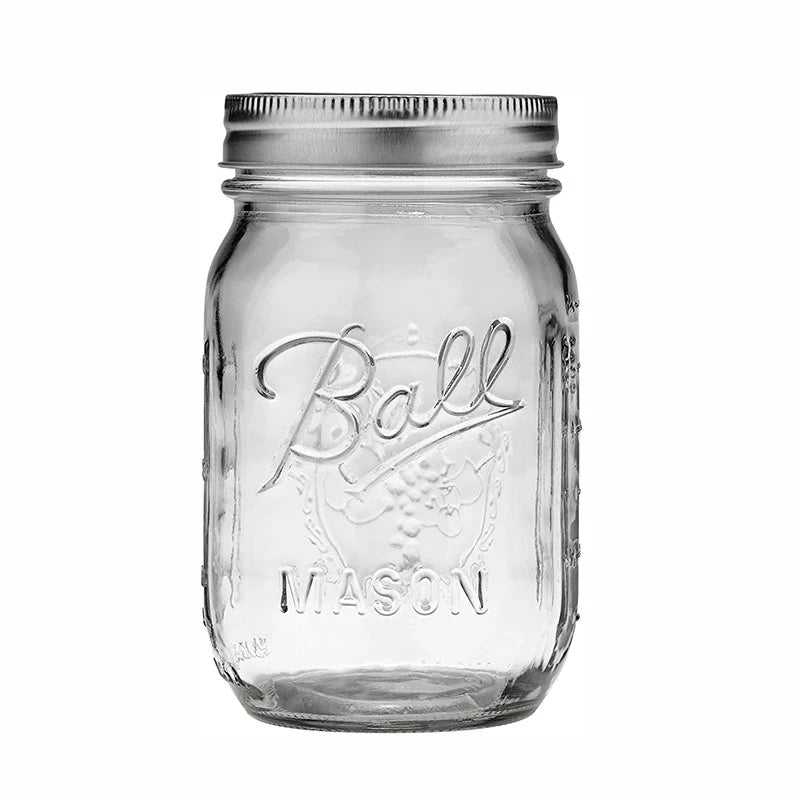 American Mason Jar Glass Transparent Oat-Sealed Beverage Cup Durable Kitchen Storage Container for Milk Shake & Juice