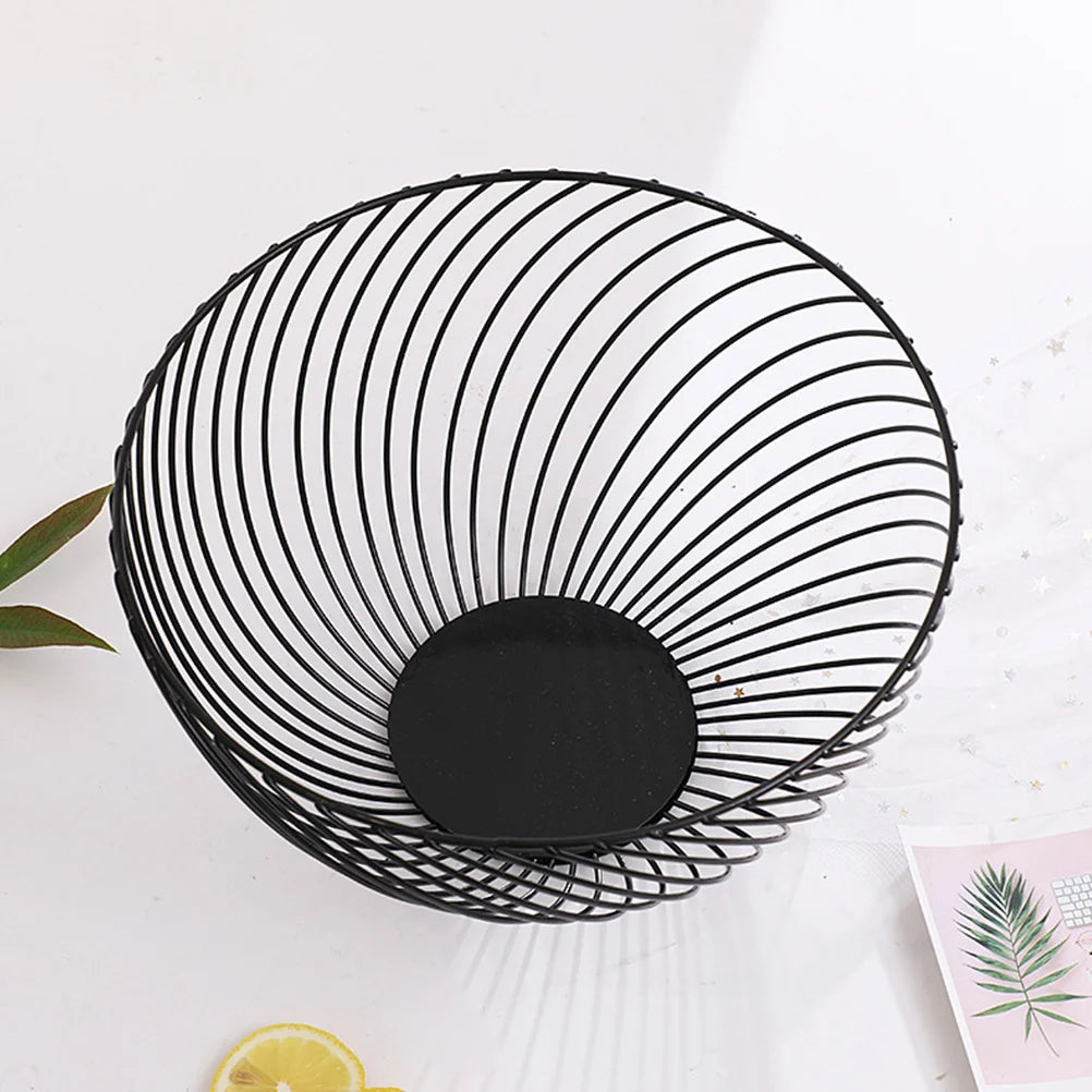 Large Capacity Metal Storage Bowl Iron Fruit Basket Egg Container Vegetable Tray Round Storage Basket Home Storage ganization