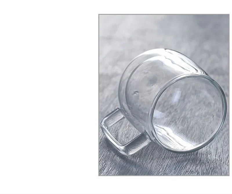 150/250/350ML Glass Cup with Handle Heat Resistant High Borosilicate Double Wall Glass Coffee Milk Beer Cups Kitchen Tools Gift