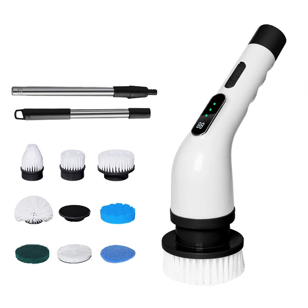 Electric Cleaning Brush Multifunctional Electric Bathroom Cleaning Brush Household Rotation 9in1 Toilet Cleaning Electric Brush