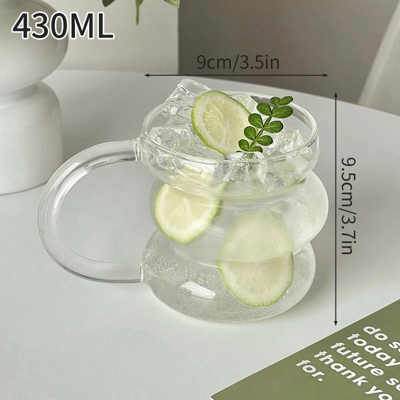 Aesthetic Glass Cup Iced Coffee Mug Drinking Glass Juice Water Bottle Bar Cocktail Glasses Cups Kitchen Drinkware Supplies
