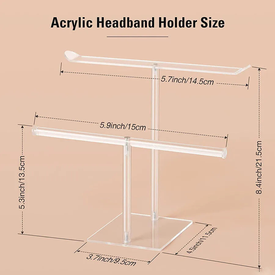 Clear Headband Holder Rack Acrylic Detachable Necklace Bracelet Display Stand Hair Accessory Bar Durable for Hairband Organizer