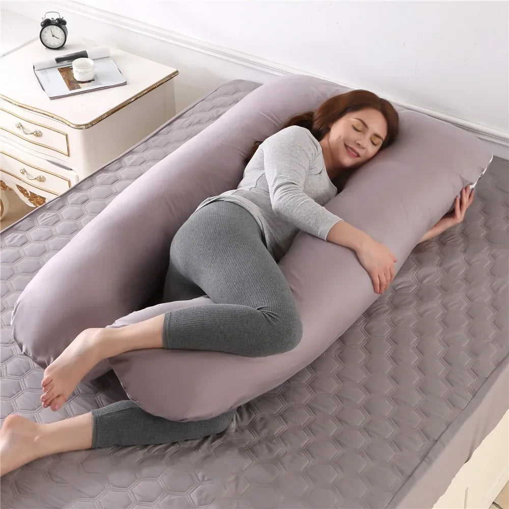 Pillow for Pregnant Women Four Seasons Universal Solid Color U-shaped Cushion Waist Support Nursing Mother Long Body Pillow