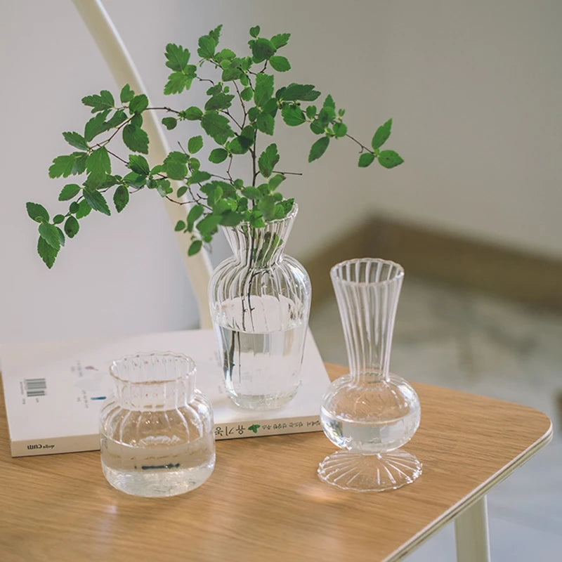 Brown Retro Glass Vase Plant Flowers Bottle Flower Arrangement Hydroponic Terrarium Desktop Vase Creative Home Decor Flower Pot