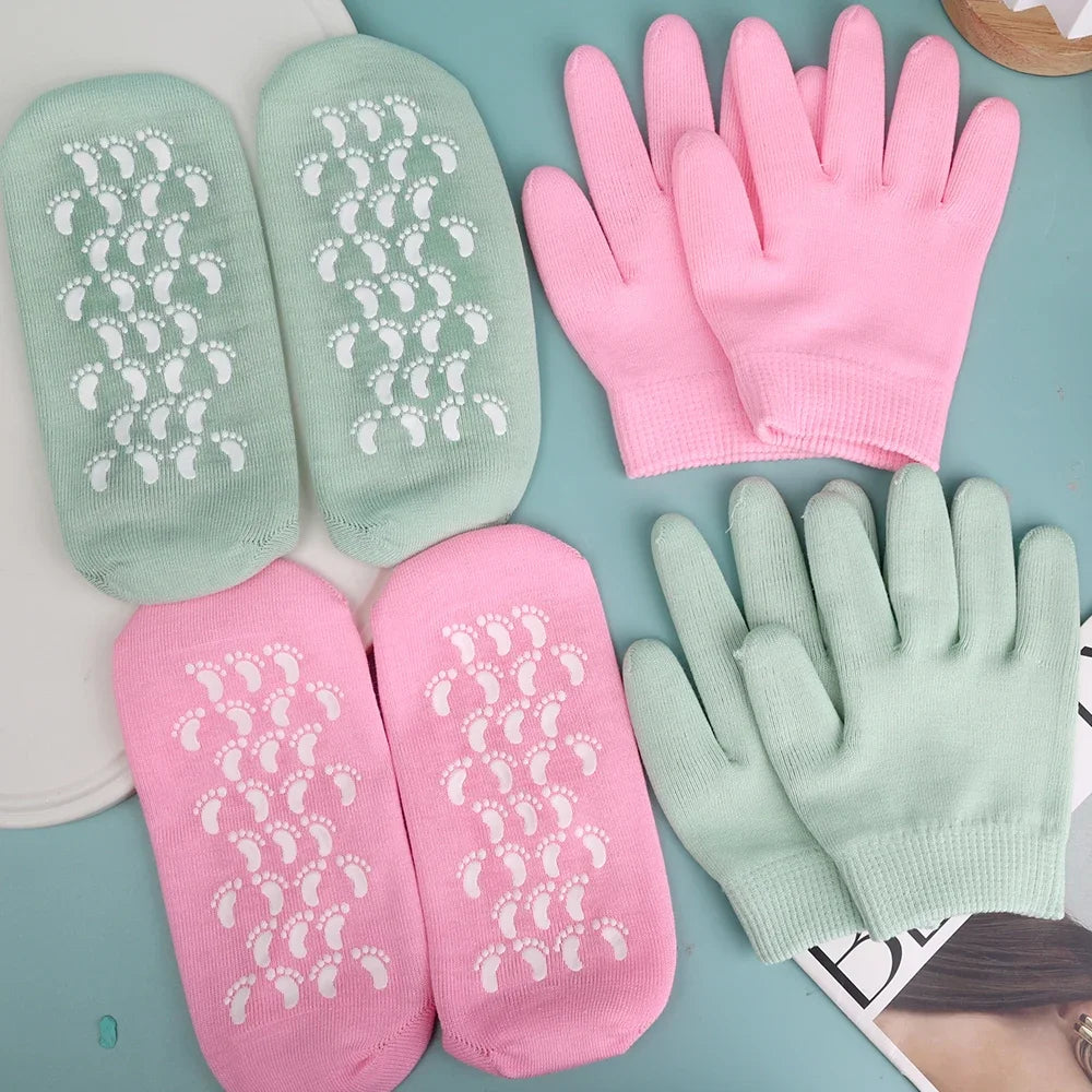 Reusable Moisturizing Mask Socks Exfoliating Anti Crack Silicone Protective Gloves Dry Dead Skin Remover Hand Foot Care Tools