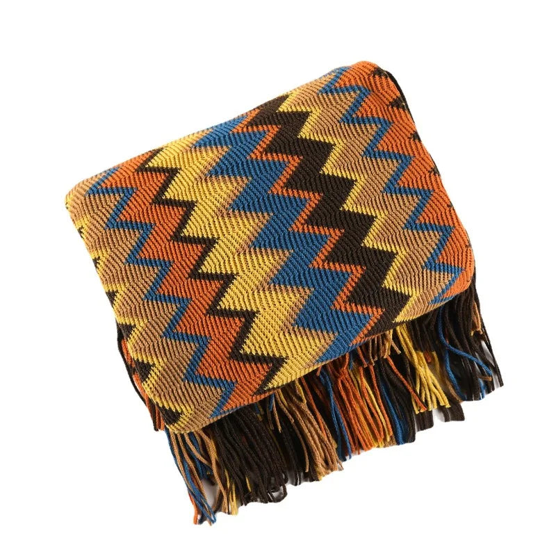Bohemian Sofa Blanket Summer Knitted Throw Blanket Lazy Travel Shawl Office Air Conditioning Nap Blanket Throw Blanket for Sofa