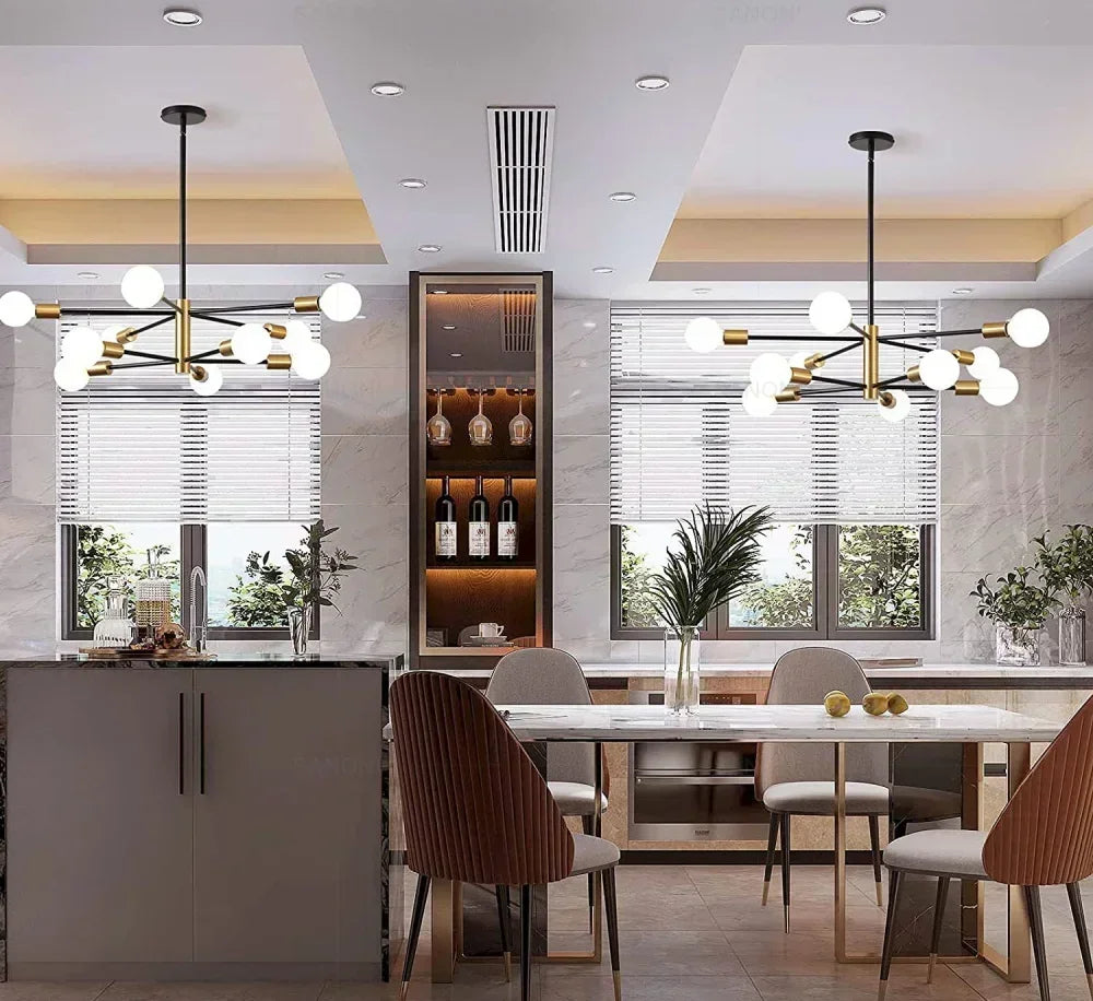 Postmodern Living Room Chandelier Dining Room Bedroom Light Luxury Nordic Lamps Simple Atmospheric Molecular Lamp Home Decor