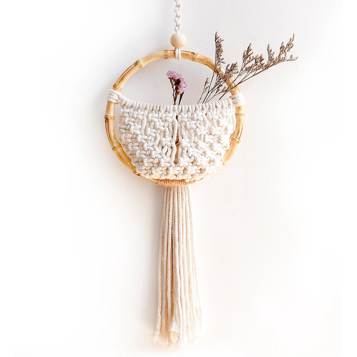 Macrame Wall Hanging Nordic Ins Door Wall Decoration Home Background Round Wall Tapestry Woven Flower Pot Dorm Room Decor