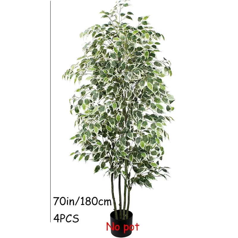 3-6Ft Large Artificia Ficus Tree Fake Plants Plastic Palm Tree Real Touch Banyan Leaves for Home Garden Shop Office Decor