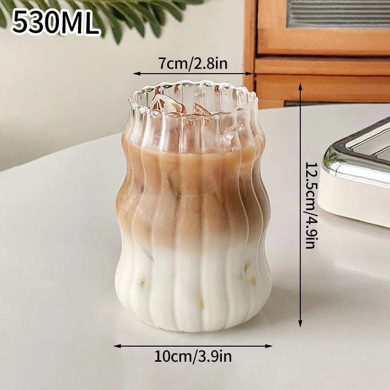 Aesthetic Glass Cup Iced Coffee Mug Drinking Glass Juice Water Bottle Bar Cocktail Glasses Cups Kitchen Drinkware Supplies