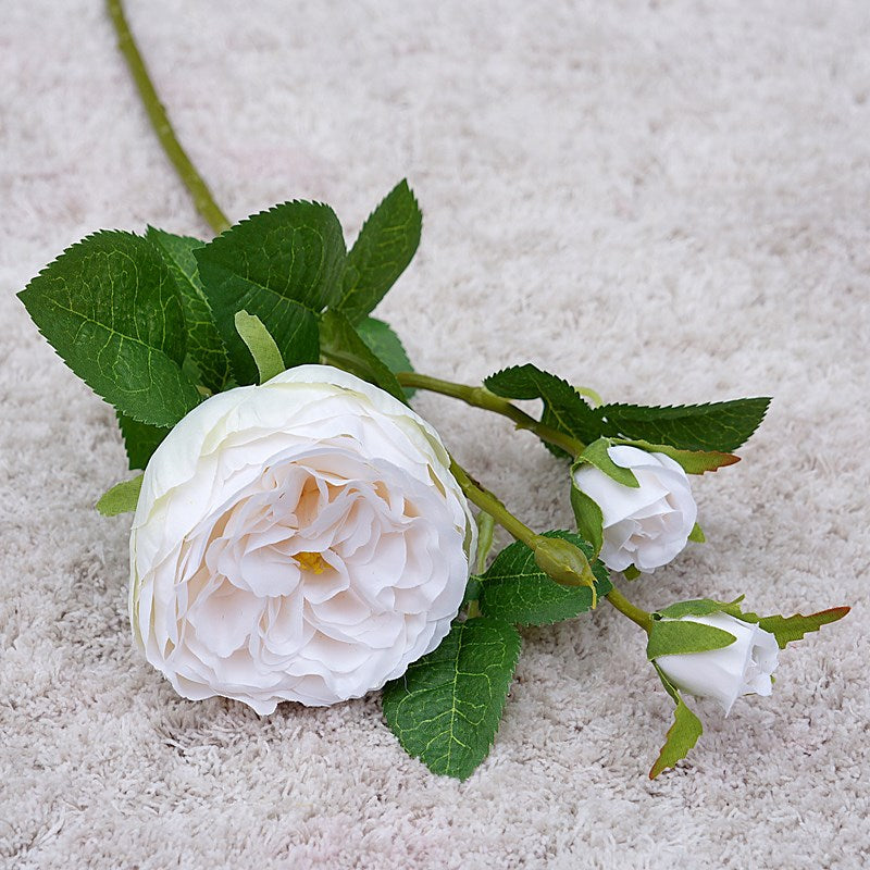 High Quality Simulation Single Branch 3 Roses Home Living Room Dining Table Wedding Decoration Fake Artificial Flowers Cheap