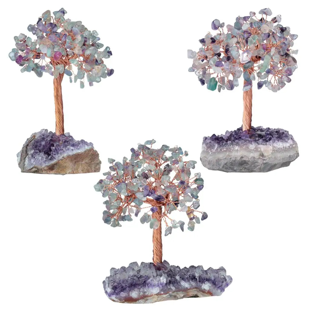 Natural Crystal Money Tree With Rough Amethyst Cluster Base For Luck Wealth Fengshui Home Decoration Desktop Ornaments
