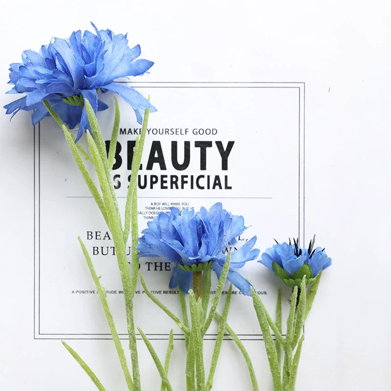 3 Forks/Bouquet Artificial Flower Silk Cornflower Fake Flowers Artificial Plant Decorative Flowers Home Decor Wedding Decor