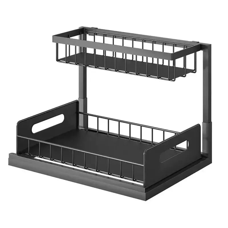 Kitchen 2 Tier Under Sink Organizer Rack with Sliding Drawer Multi-purpose Bathroom Organizer Shelf for Kitchen Bathroom Storage