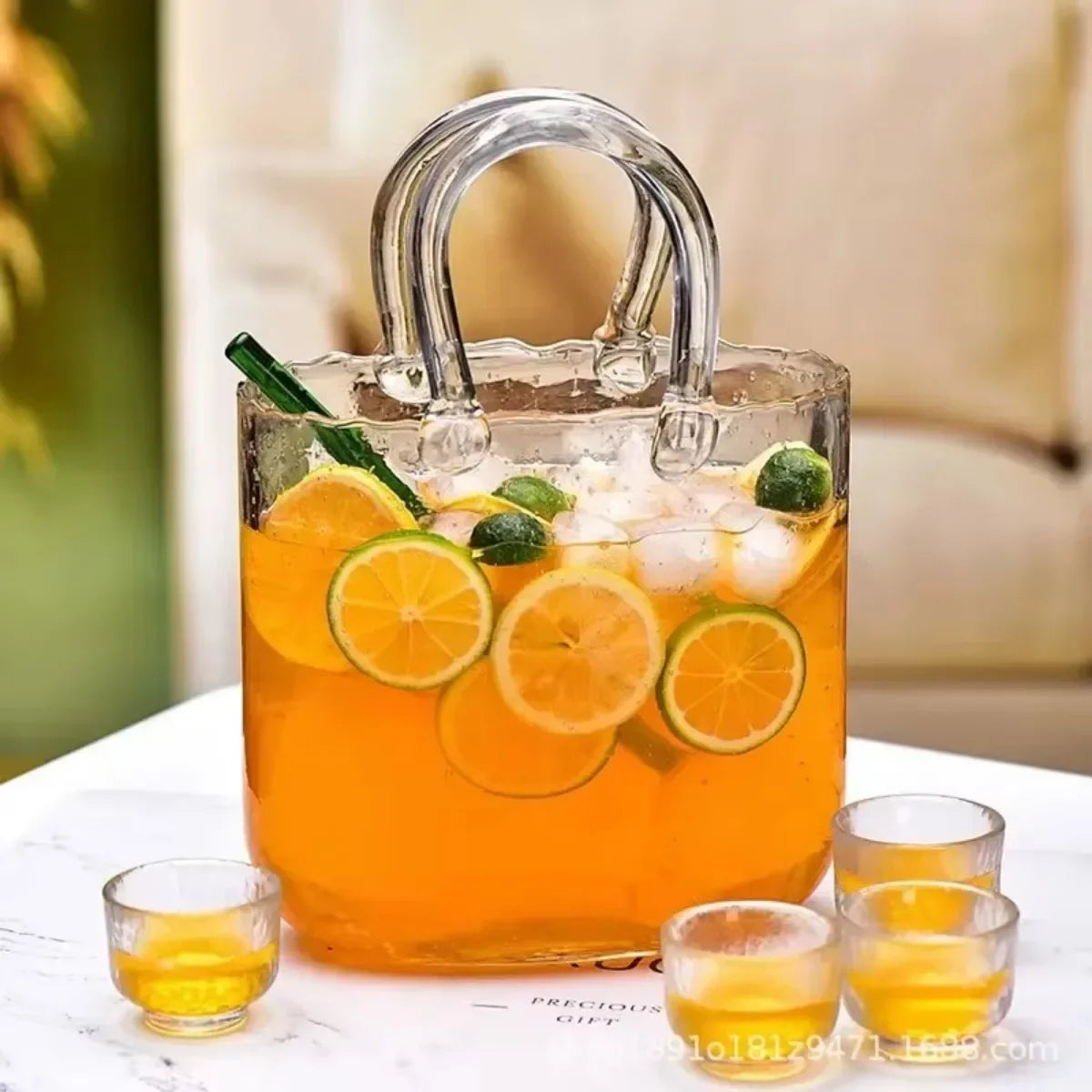 Ins Creative Vase Large Capacity Juice Glass Cup Water Raised Flower Arrangemen Handbag Glass Vase Fish Farming Vases Decoration