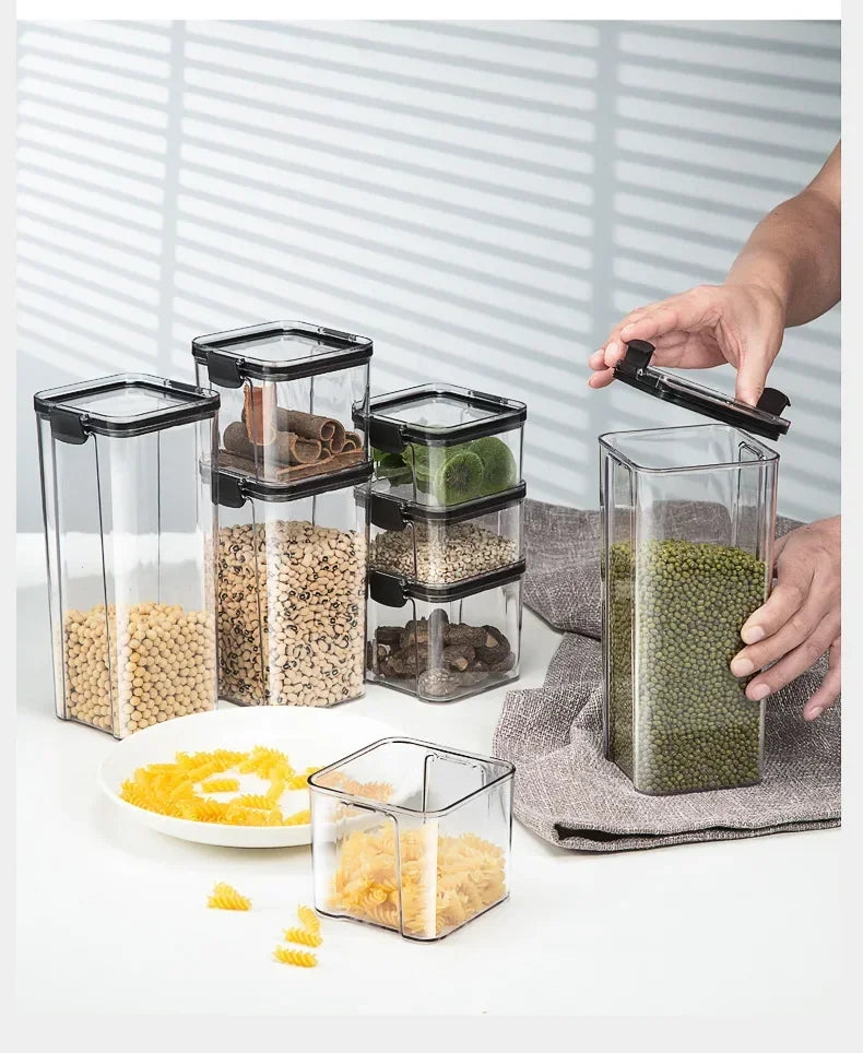 Kitchen Refrigerator Food Storage Container Multigrain Storage Tank Transparent Sealed Cans Noodle Box Bottle Canisters with Lid