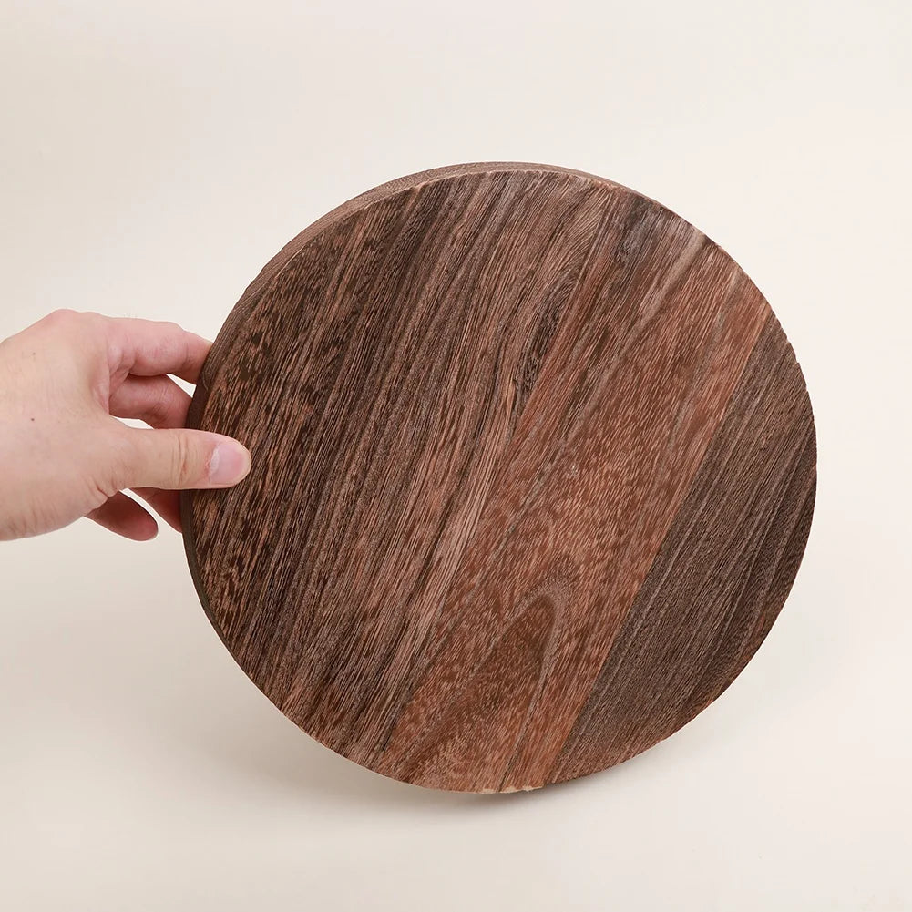 Round Wood Tray for Coffee Table Candle Holder Tray Home Decor Small Wooden Serving Plate Decorative Multipurpose Rustic Platter