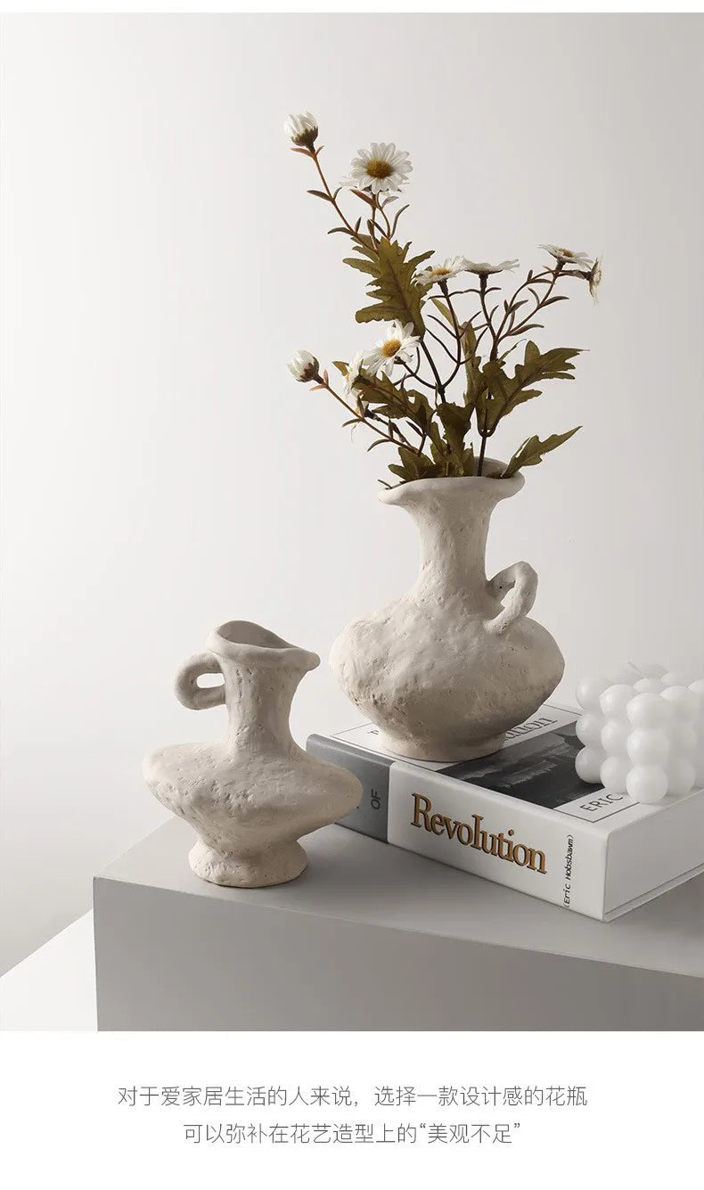 Hydroponics Nordic Style Simple Flower Pot, Ceramic White Vases, Table Accessories, Bathroom Aesthetic Room Decoration