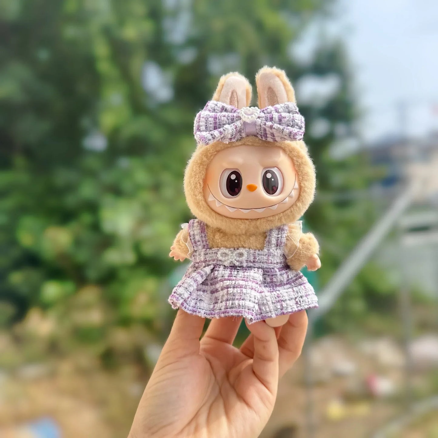 17CM Cute Labubu Doll Clothes Outfit Accessories Classic Dress Set for V2 Mini Dolls Clothing Girl Kid Gift Labubu Ropa