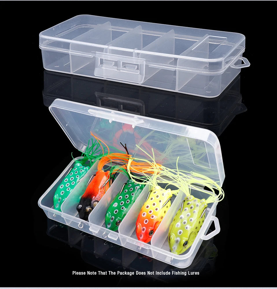 GOBASS Convenient Organizer Container Plastic Fishing Tackle Box 5 Grids Compartments Lure Hook Storage Case Fishing Accessories