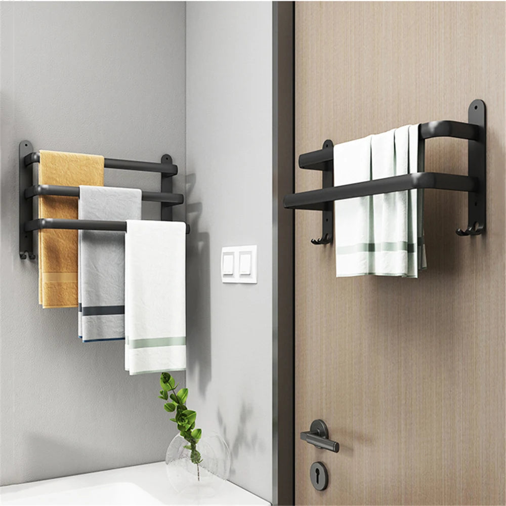 Bathroom Towel Rack 3 Layers No Drill Towel Holder Shower Rack Aluminum alloy Storage Shelf Bathroom Accessories