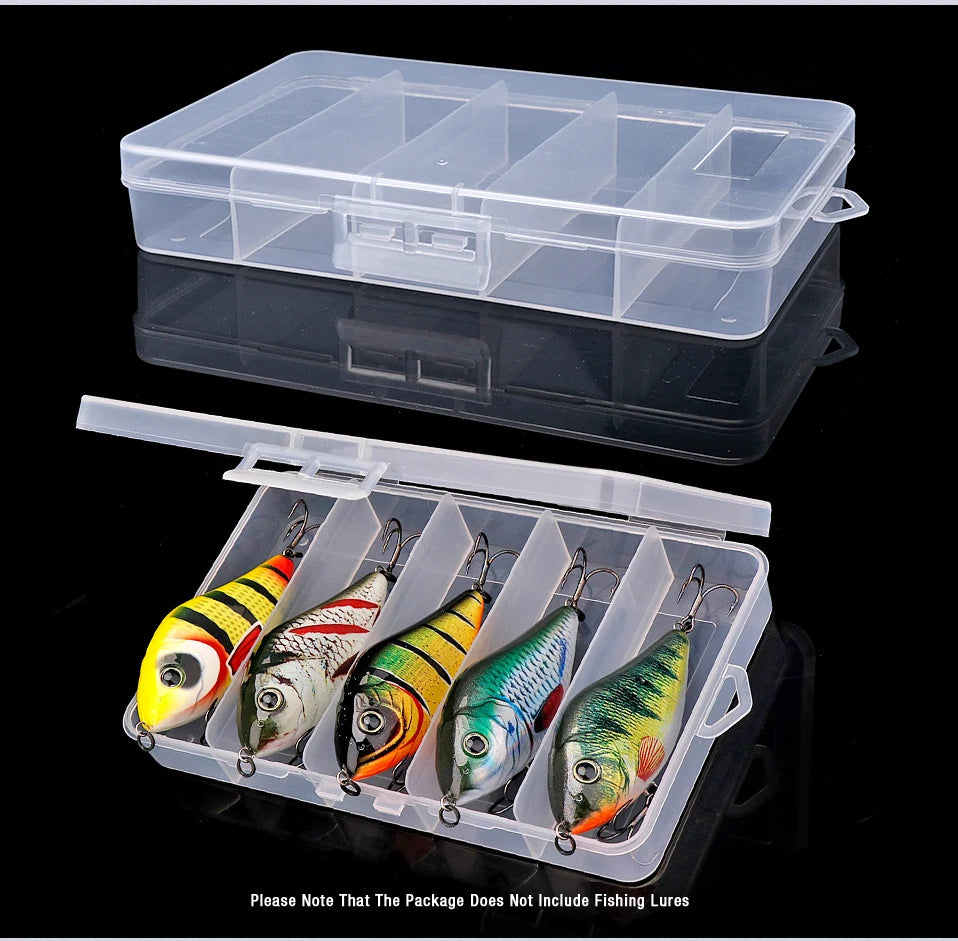 GOBASS Convenient Organizer Container Plastic Fishing Tackle Box 5 Grids Compartments Lure Hook Storage Case Fishing Accessories