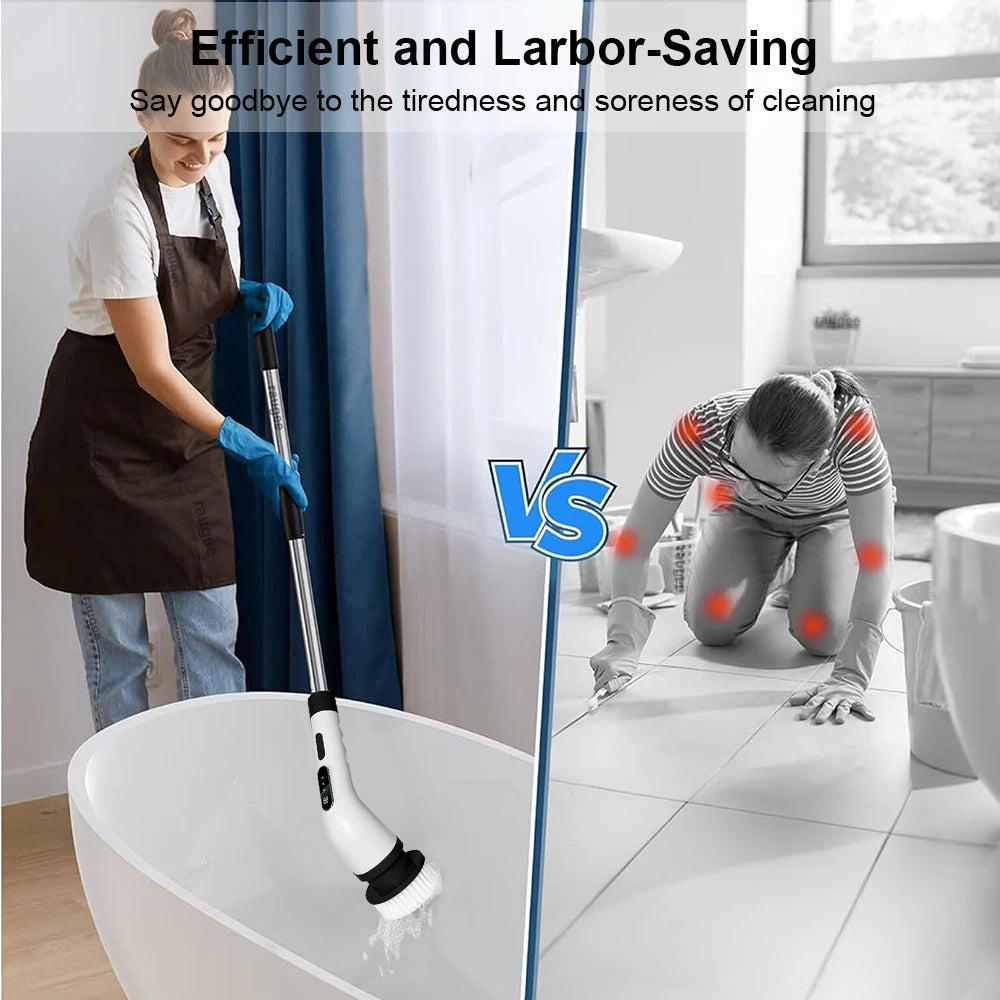 Electric Cleaning Brush Multifunctional Electric Bathroom Cleaning Brush Household Rotation 9in1 Toilet Cleaning Electric Brush
