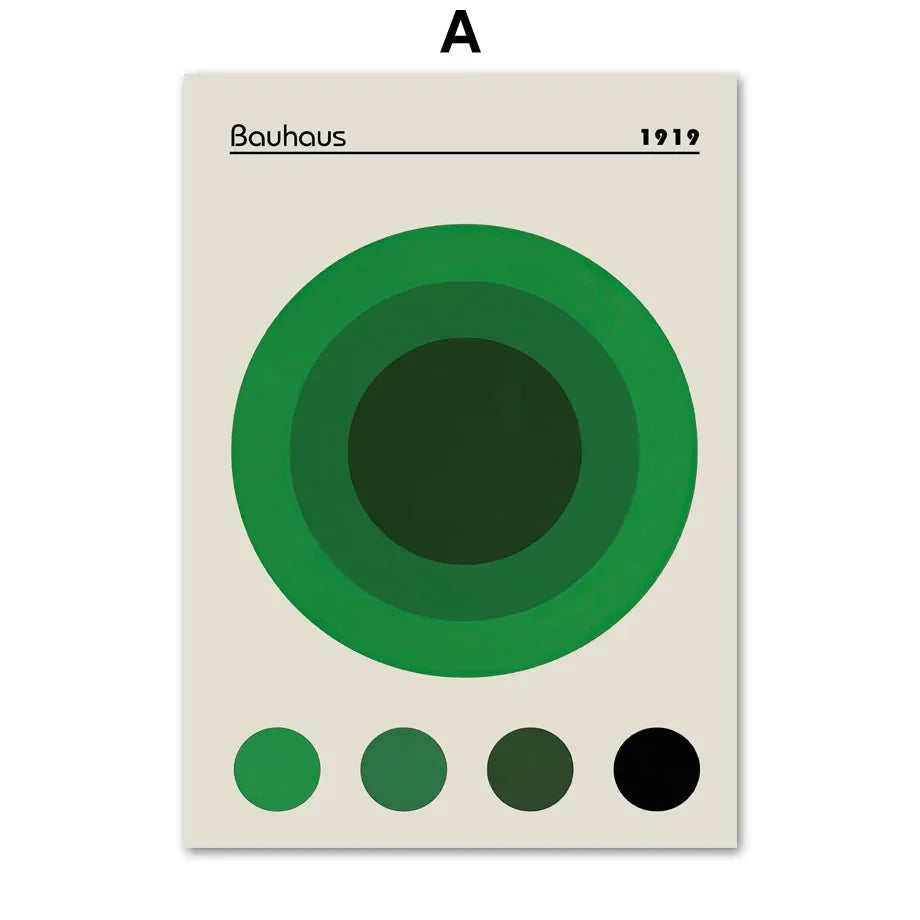 Scandinavian Modern Minimalist Wall Art Abstract Bauhaus Green Beautiful HD Canvas Poster Prints Home Bedroom Living Room Decor