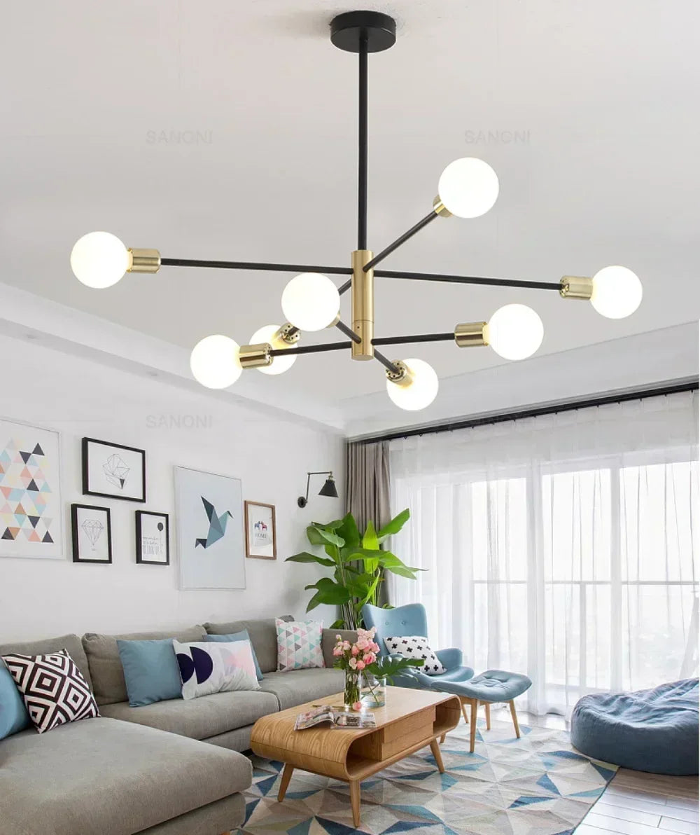 Postmodern Living Room Chandelier Dining Room Bedroom Light Luxury Nordic Lamps Simple Atmospheric Molecular Lamp Home Decor