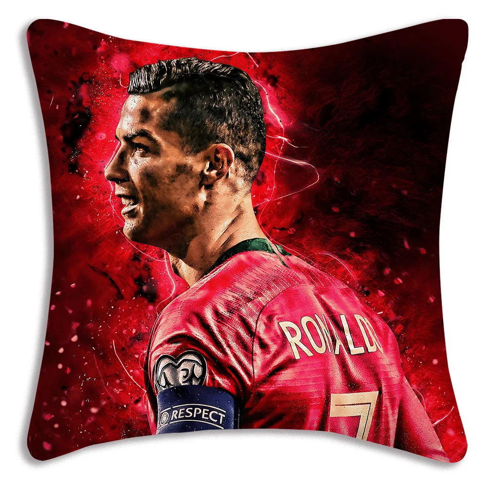 Pillow Covers Cartoon Sofa Decorative Home Double-sided Printing Short Plush Cute Cushion Football Star C Ronaldo Number 7 Cover
