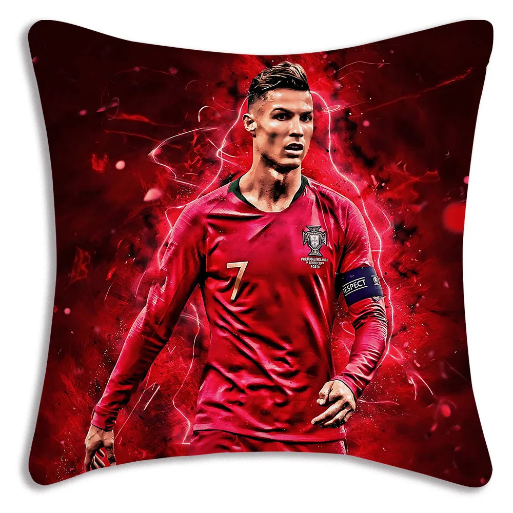 Pillow Covers Cartoon Sofa Decorative Home Double-sided Printing Short Plush Cute Cushion Football Star C Ronaldo Number 7 Cover